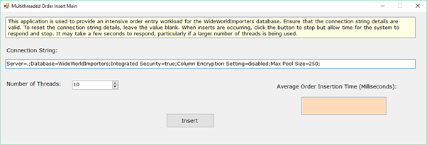 WideWorldImporters Order Insert Workload Simulation Alt text
